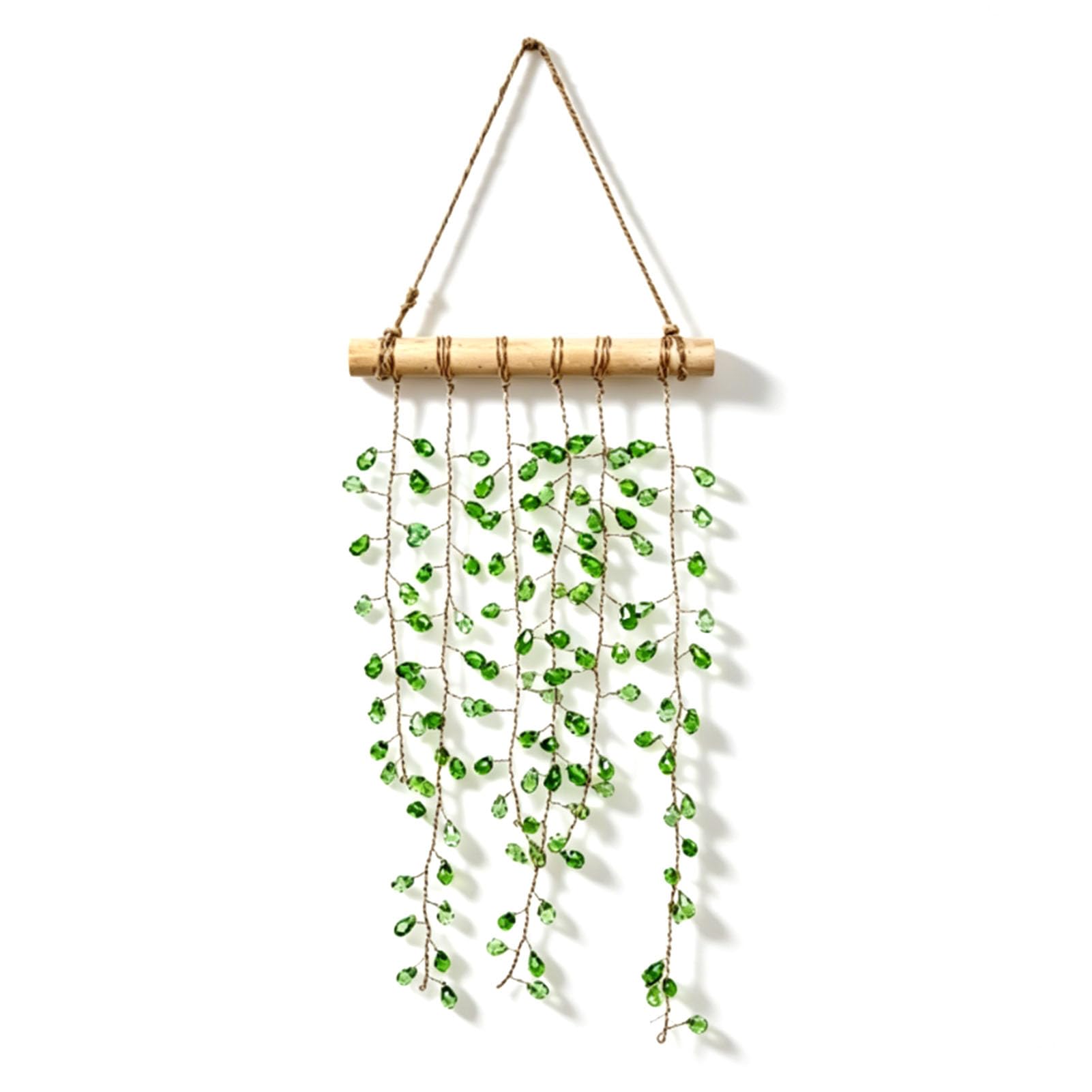 BRRNOO Kristall Sonnenfänger 2er-Pack, Grünes Pflanzen-Design Boho