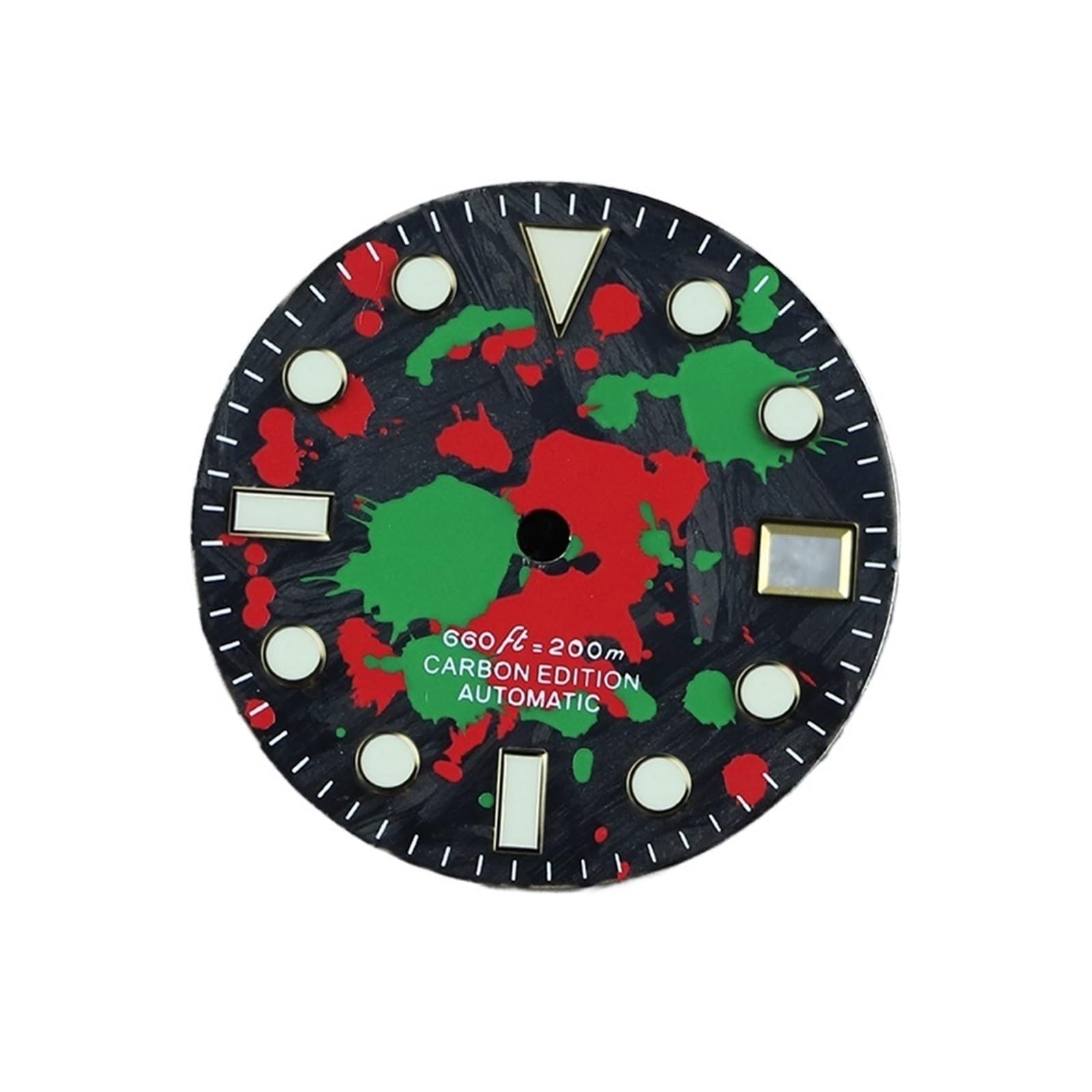 1 szt. Części zegarków 28,5 mm Malowany wzór z włókna węglowego Sterylna tarcza Niebieski/zielony Luminous Nadaje się do ruchu NH35/36/4R(Gold Green Lumed)