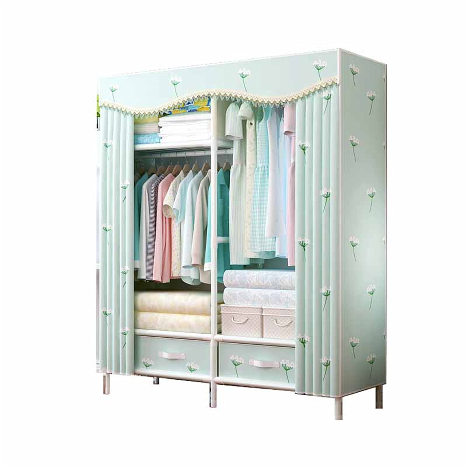 EsEntL Guardaroba in tessuto portatile, armadio per la casa in affitto Semplicità, armadio per vestiti, armadio in pizzo ondulato per calzino, giocattolo (dimensioni: 168 * 80 * 46 cm)
