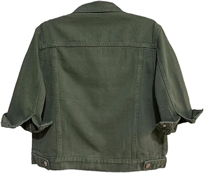 Unilexi Women's 3/4 Sleeve Colored Cropped Denim Jacket