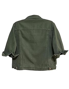 Unilexi Women's 3/4 Sleeve Colored Cropped Denim Jacket