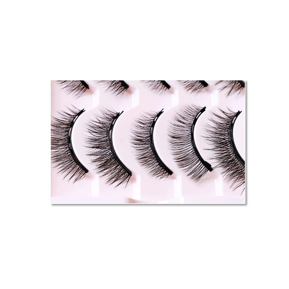 Miniatura 2 de Kit de pestañas magnéticas de 10 pares de pestañas magnéticas falsas, cortas y pequeñas, delineador magnético con cepillo suave y delineador de ojos