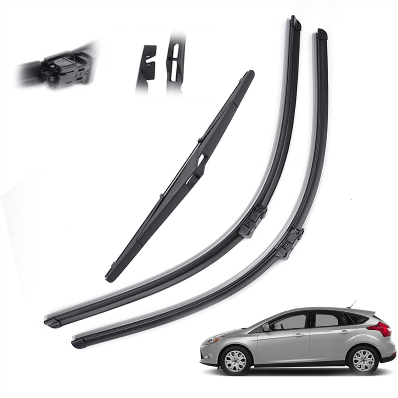 OSCCAR Auto Tergicristallo Parabrezza Tergicristallo Spazzole Lunotto Anteriore Posteriore per Ford per Focus 3 Hatchback 2011 2012 2013 2014 2015 2016 2017