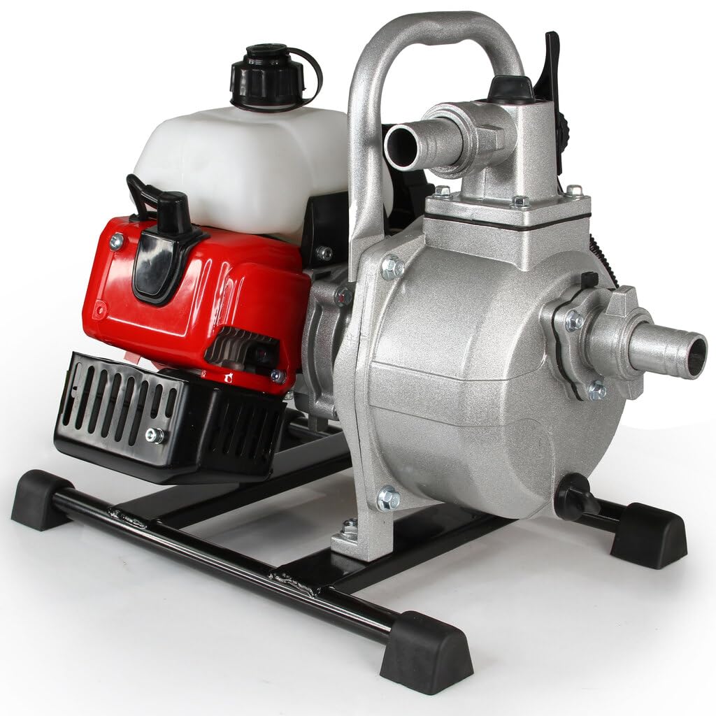 Motopompa a Scoppio 1" | 8.000 Litri/ora | Motore 2 Tempi Monocilindrico | 2 kW | Prevalenza 25 m | Profondità Aspirazione 8 m | 7000 Giri/min