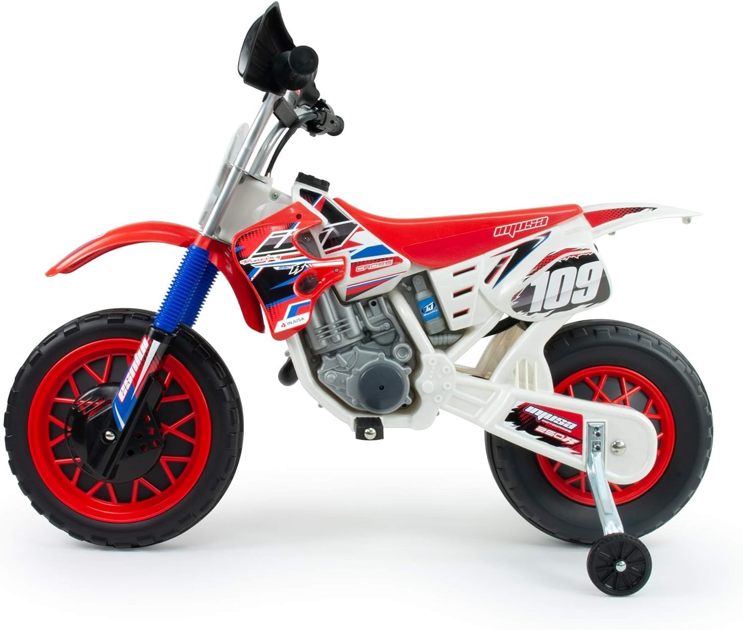 Moto Elettrica Bambini 3 4 5 6 Anni Cross CR 6V Bianca con Acceleratore + Freno Elettrico + Ruote con Fascia in Gomma - Moto Cross Elettrica per Bambini Primi Passi Esterno | INJUSA