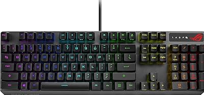 ASUS ROG Strix Scope RX Optical Mechanical Gaming Keyboard - ROG RX Red Linear Switches, IP56 Water and Dust Resistance, USB 2.0 Passthrough, Aura Sync RGB Lighting