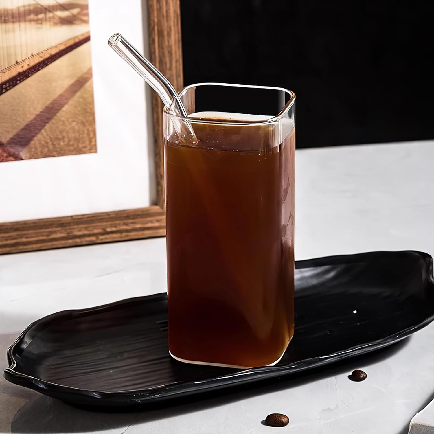 HENGBIRD Bicchieri da Long Drink Trasparenti 400 ml, Set 4 Pezzi, Sottili Quadrati in Vetro Borosilicato, Eleganti per Acqua, Succo, Birra, Bevande e Cocktail Mojito