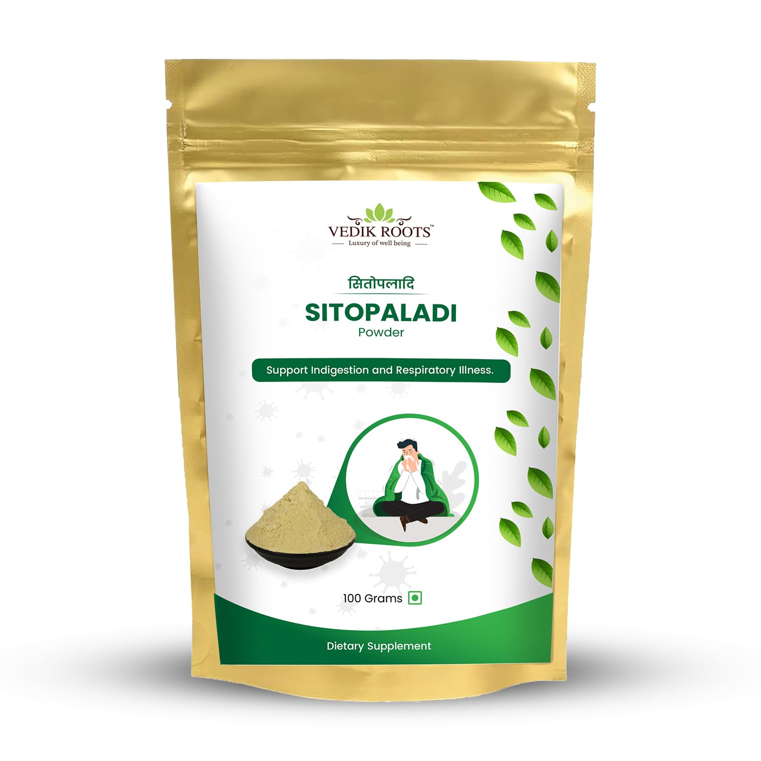 Ayurvedic Sitopaladi Churna Powder Respiratory Support for Cough Cold, Sore Throat & Digestive Wellness Useful in All Types of Cough (Pack of 1,100 Grams)