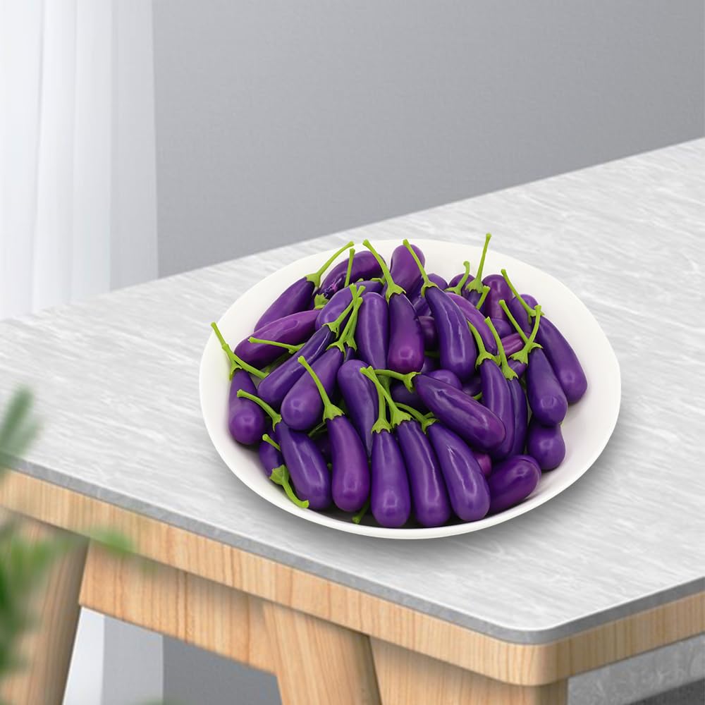 Lot de 6 aubergines artificielles, accessoires de présentation réalistes pour la maison, la cuisine