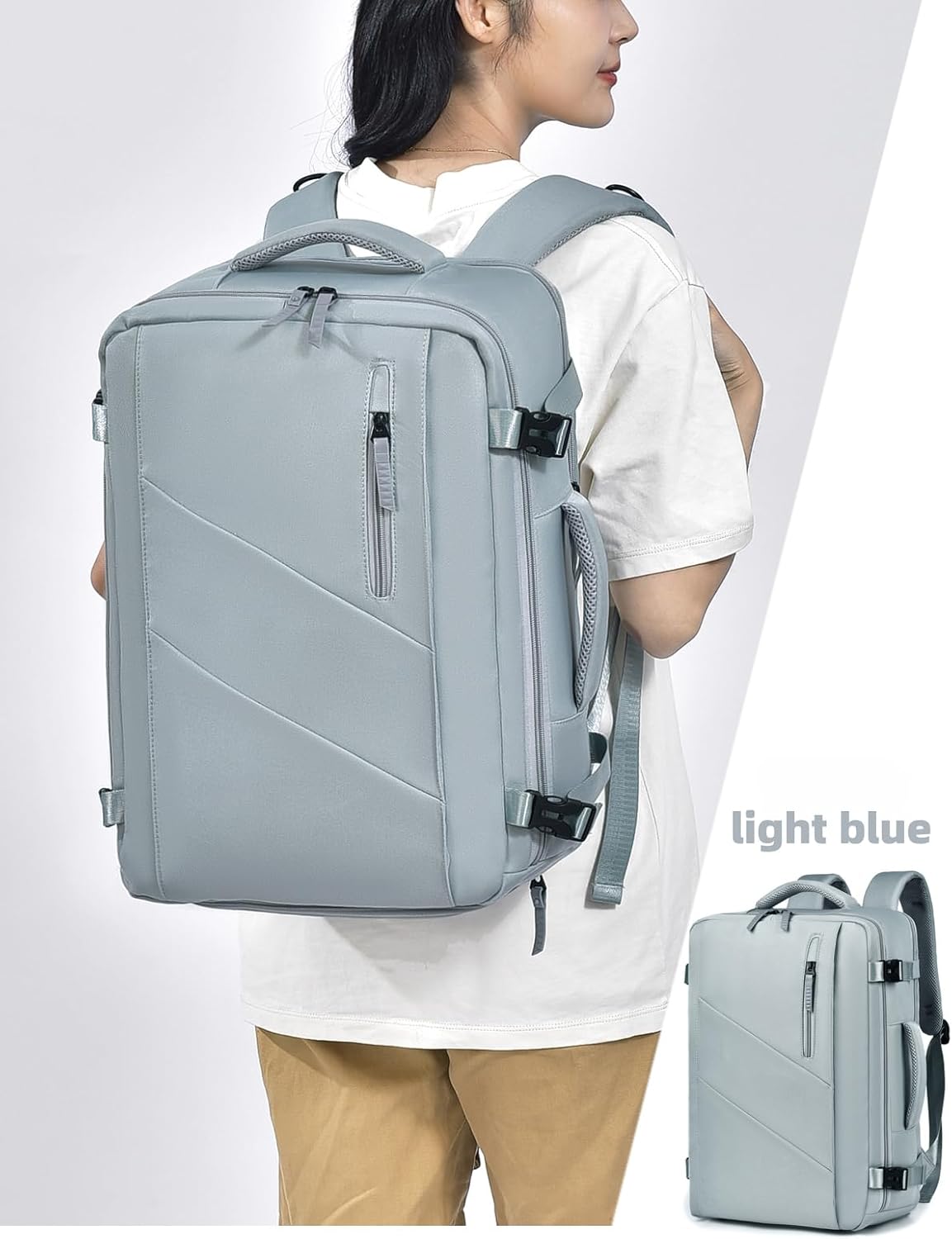 Travel laptop backpack men women, Airline Approved Carry on bags,gym backpack with shoe compartment (01#Light Green)