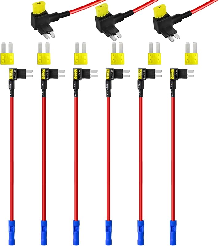 Adaptador de porta-fusível Micro2 MuRealy com derivação de circuito – Kit com 6 unidades e fusíveis de 20 A