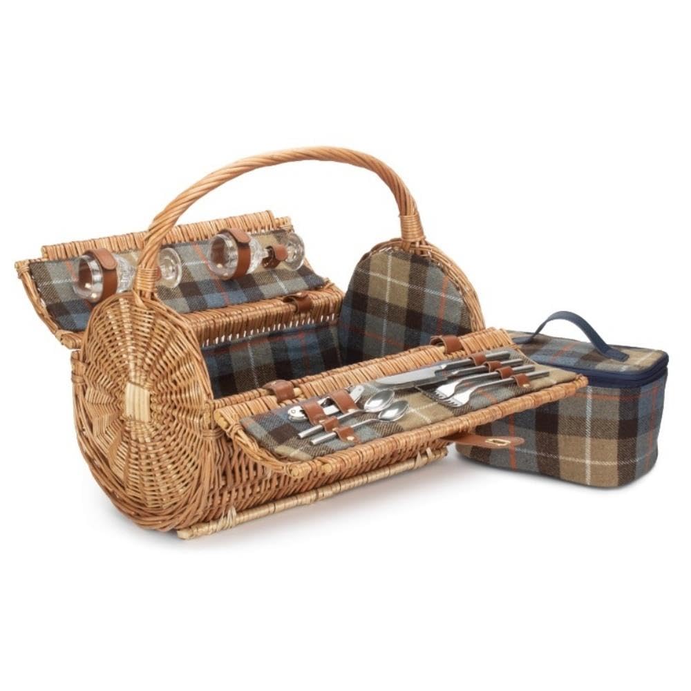 Red Hamper 2 Person Ravenstor Barrel Fitted Wicker Picnic Basket