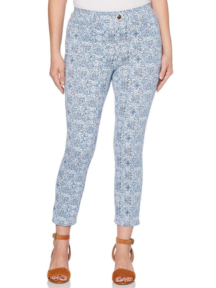 Rafaella Womens Comfort Stretch Printed Soft Knit Twill Skinny Ankle Pants Assorted Provence 12