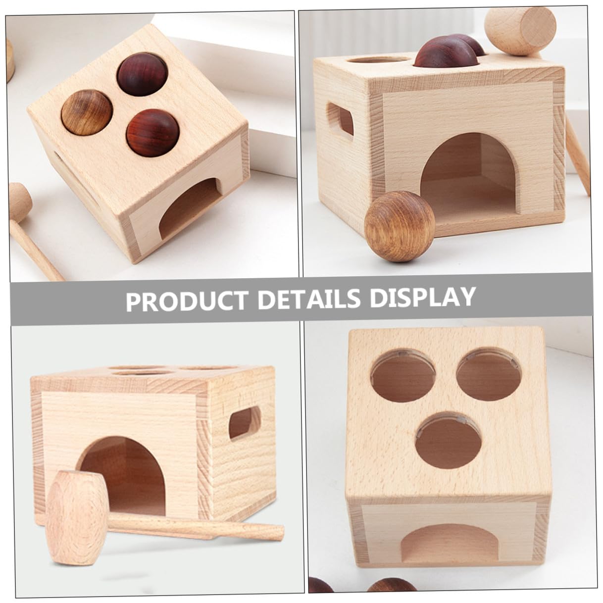 ERINGOGO Giocattolo di Legno da Battere Palline per Bambini, Gioco Educativo per Sviluppo Coordinazione Occhio-Mano, Kit Leggero e Sicuro per Asilo e Casa, Set