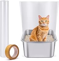 Vista 1 de Escudos para orina de caja de arena para gatos, una pieza sin costuras, cortables de 70.8 x 15.8 pulgadas, panel de gran tamaño, transparente, fácil