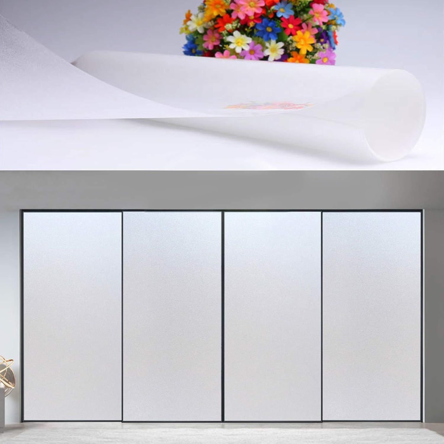 WALLMATE™ Vinyl Frosted Window Film Self Adhesive Privacy Glass Film for Office Glass Partition/Glass Door/Bathroom (1 Feet by 6 Feet, Frosted Film)