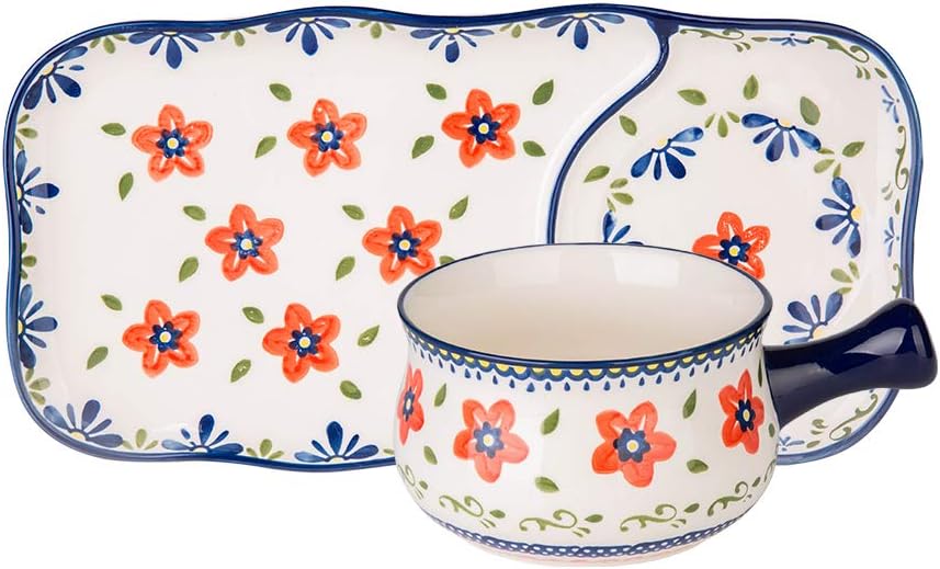 MDZF SWEET HOME Ceramic Breakfast Bowl Set with Handle for