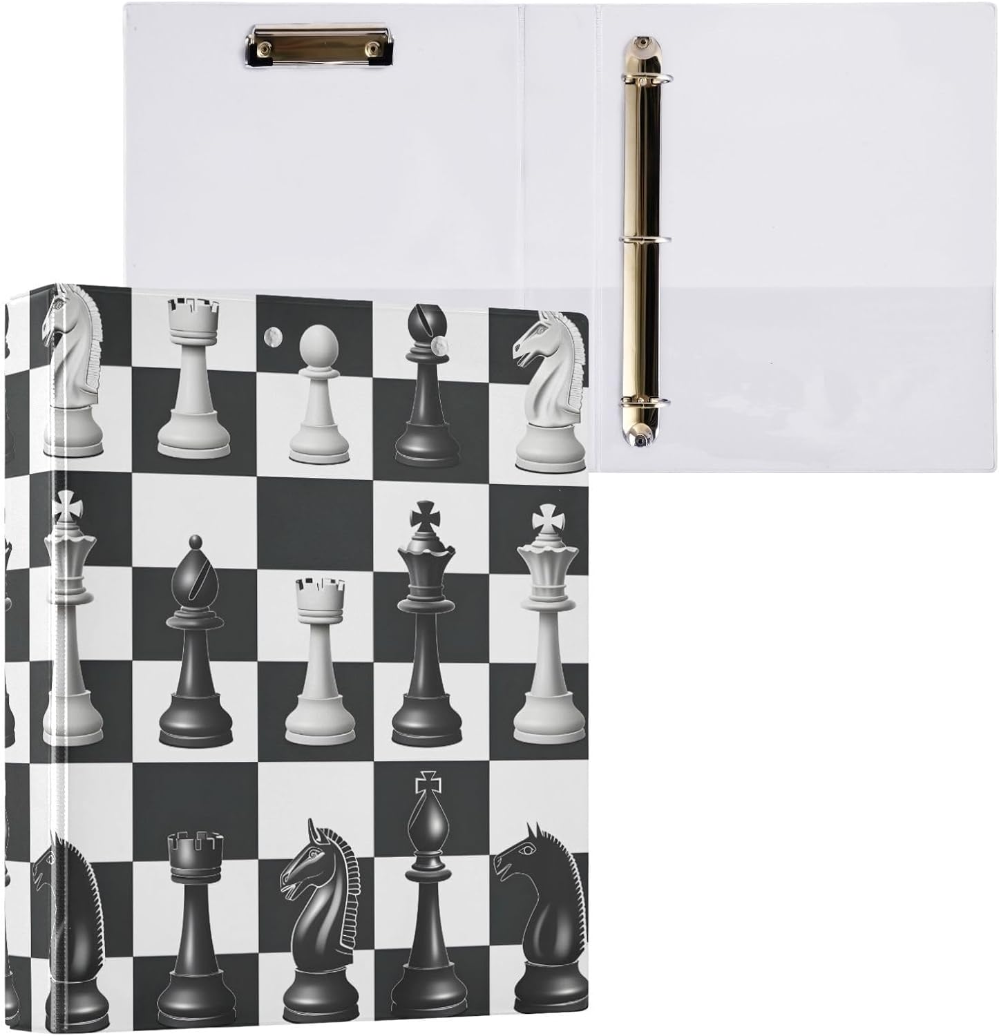 3 Ring Binder Chess Checkered Plaid 1.5" Round Ring Binders View Binder with 200 Sheet for Kids School Supplies Women Men Office, 1 Pack