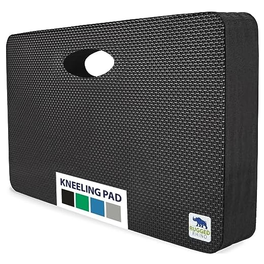 Rugged Rhino Soft Foam Kneeling Pad, Thick Knee Mat Resists Water, Durable Shock Absorbent Pads, Comfortable Strong Rebound, Gardening, Mechanic Tools, Bath Tub Essentials Onyx Black