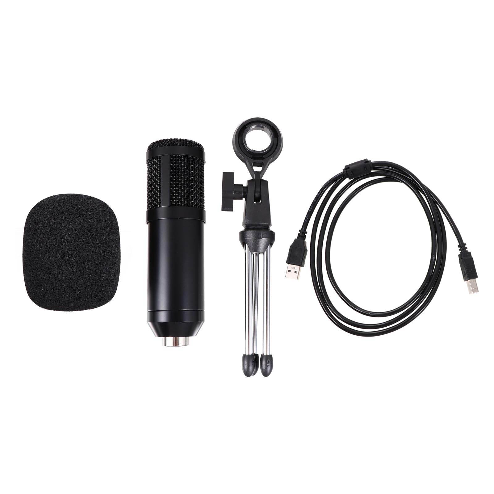 Micrófono de Condensador USB para PC con Soporte Ajustable para Grabación Podcast y Streaming Negro Estabilidad y Baja Interferencia para Voz y Música