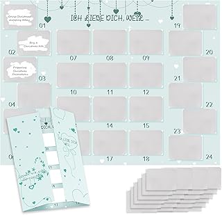 Adventskalender zum Rubbeln Ich Liebe Dich,Weil - Paare Adventskalender 2025,adventskalender für Weihnachten,24 Aufgaben zum Vorfreuen auf Weihnachten mit Rubbelkarte,Geschenkidee für den Partner
