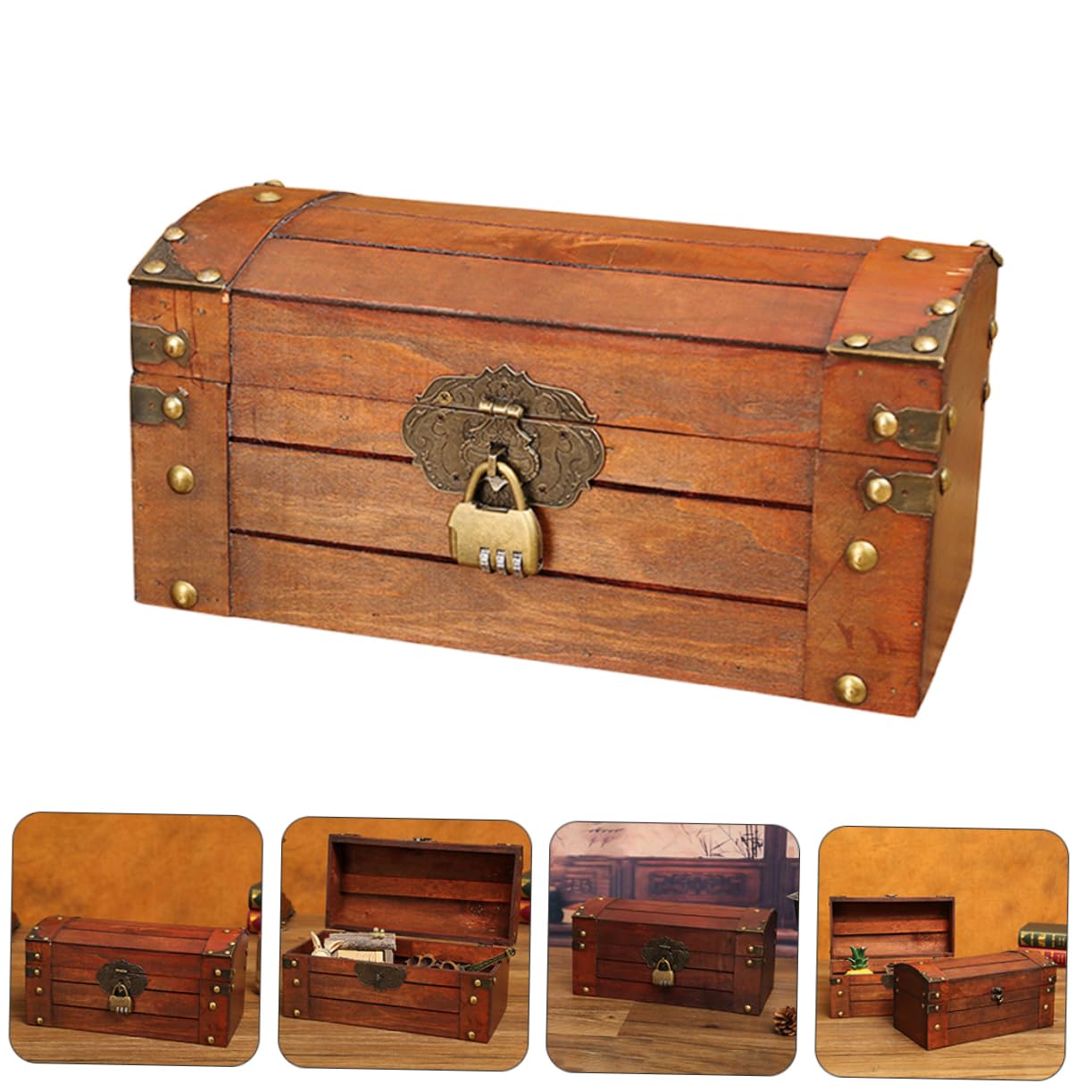 ERINGOGO Elegant Wooden Jewelry Box Vintage Storage Case for Earrings Rings and Dec