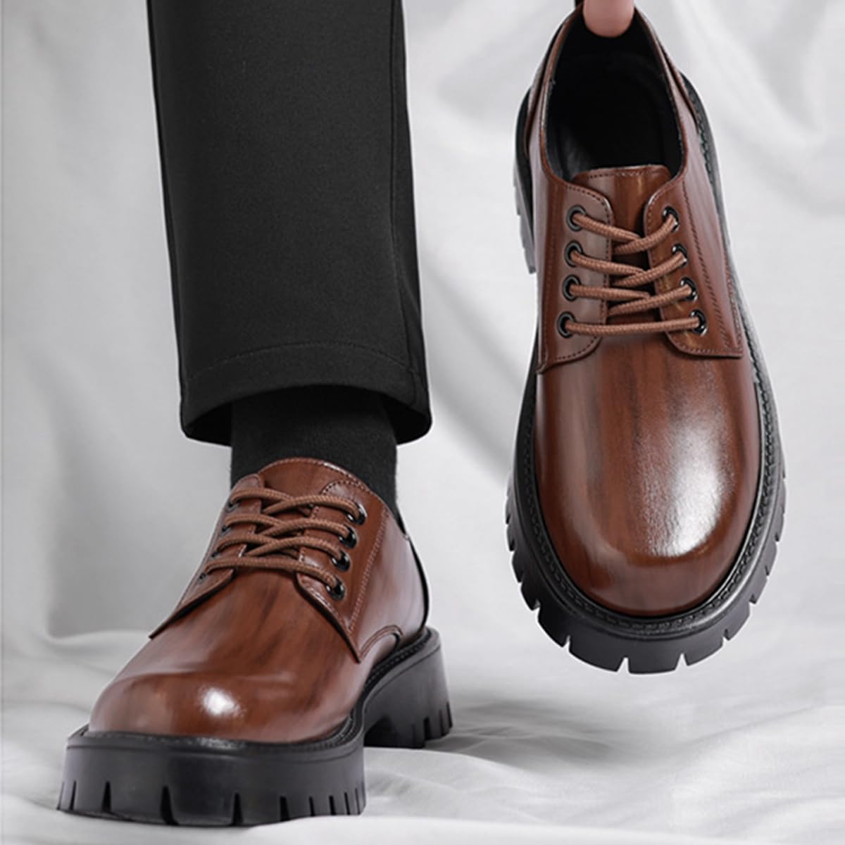 Business Scarpe Oxford da Uomo con Plateau Classic Comode Scarpe Stringate Casual Formali per L'Ufficio l'uso Quotidiano
