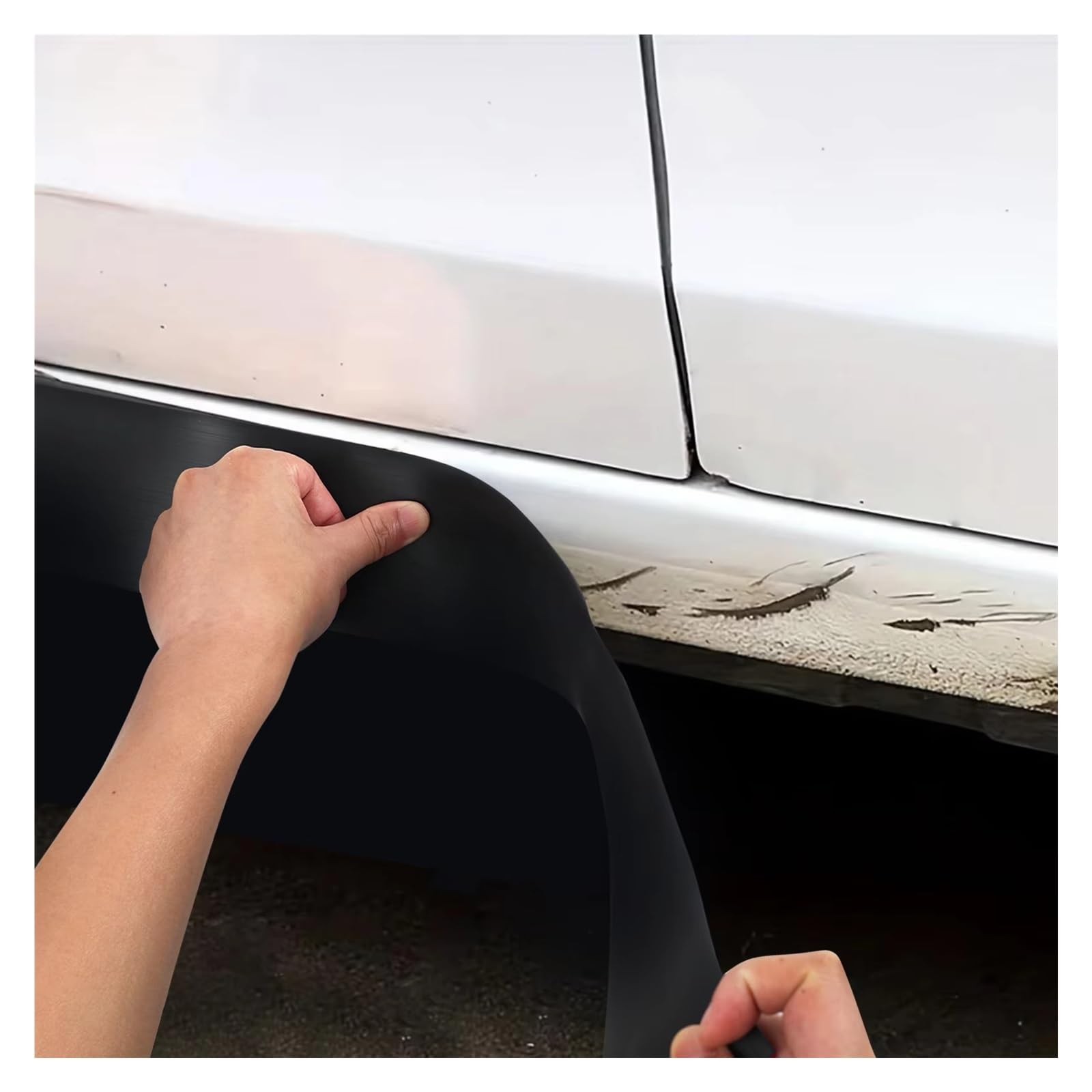 Jupes Latérales Protection De Bas Caisse Universels en Caoutchouc Noir Anti-Rayures pour Voitures Camions Et SUV 4 Portes - Style