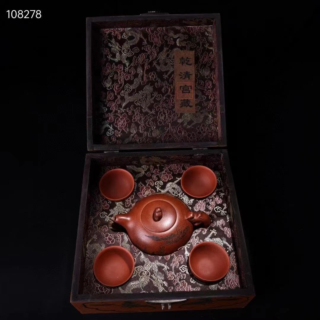 中国古美術・旧蔵品・御蔵・紫砂壺と茶器一式紫・朱泥・急須 ・煎茶