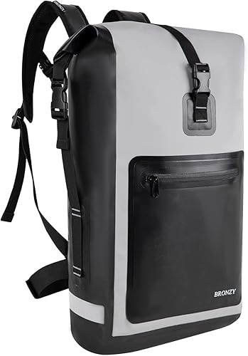 Mochila impermeable Bolsa impermeable Bolsas secas 30L Roll Top Cierre Bolsas de viaje para kayak, camping, canotaje, senderismo, playa (gris)