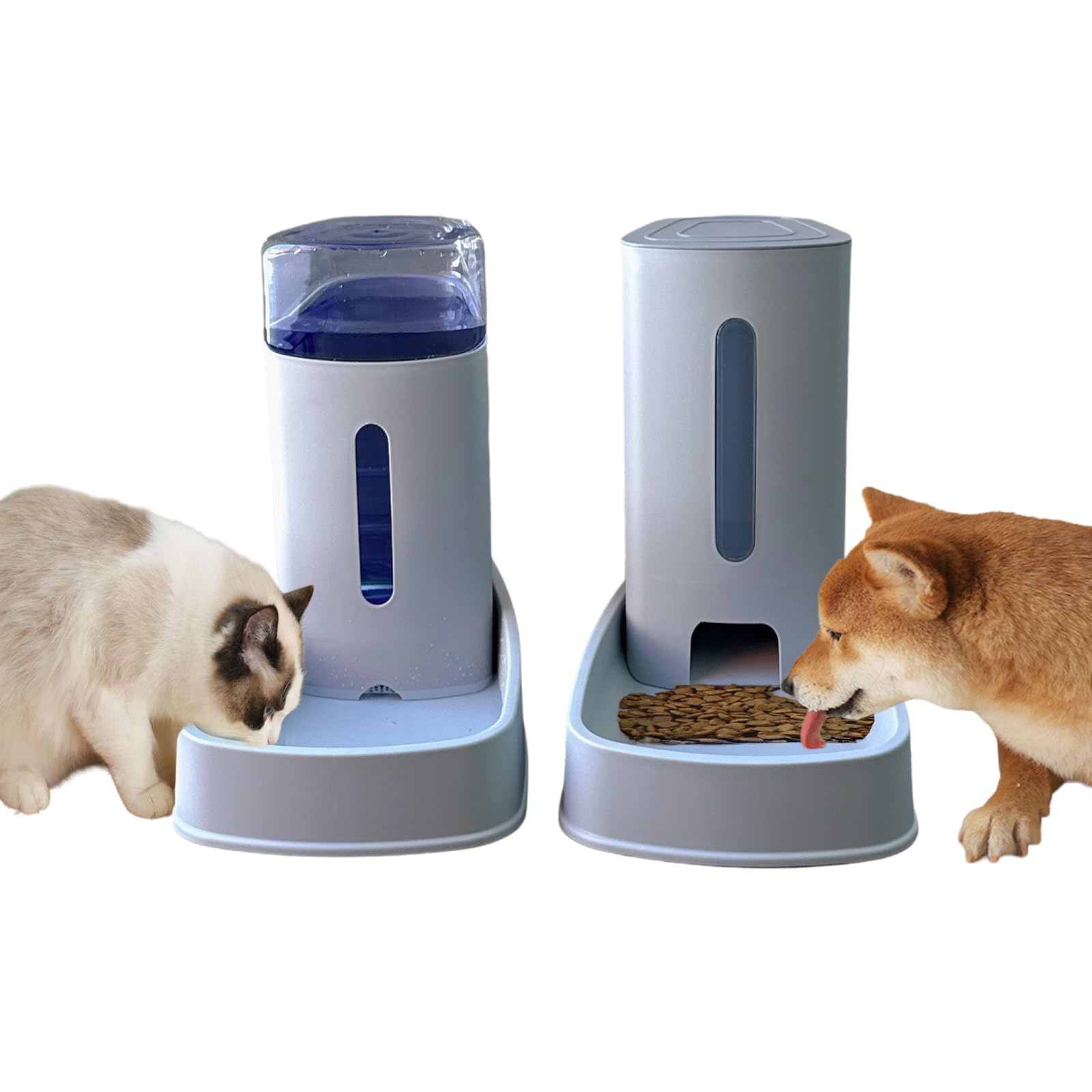 Automatic Dog Feeder and Cat Water Dispenser Set Dog Water Bowl Dispenser for Cat Food Dispenser Automatic Water Dispenser for Dogs Cats Large Capacity Auto Refill Pet Feeder (Food and Water)