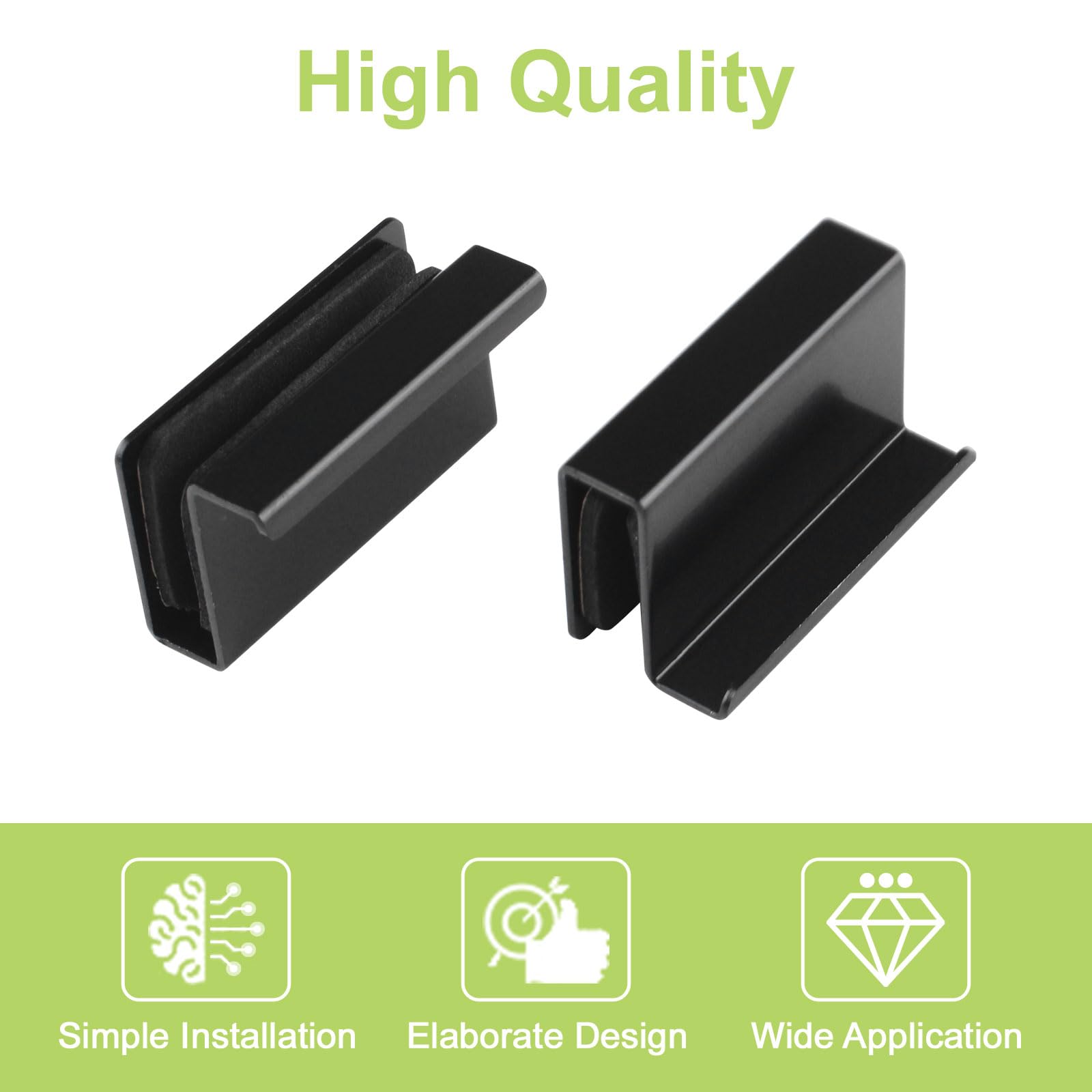 UFURMATE 8Pcs Glass Finger Edge Pull Cabinet Finger Pull Handle Glass Door Clips Cabinet Latch Clamp Concealed Handle for Display Glasscase Door (Black) - Image 3