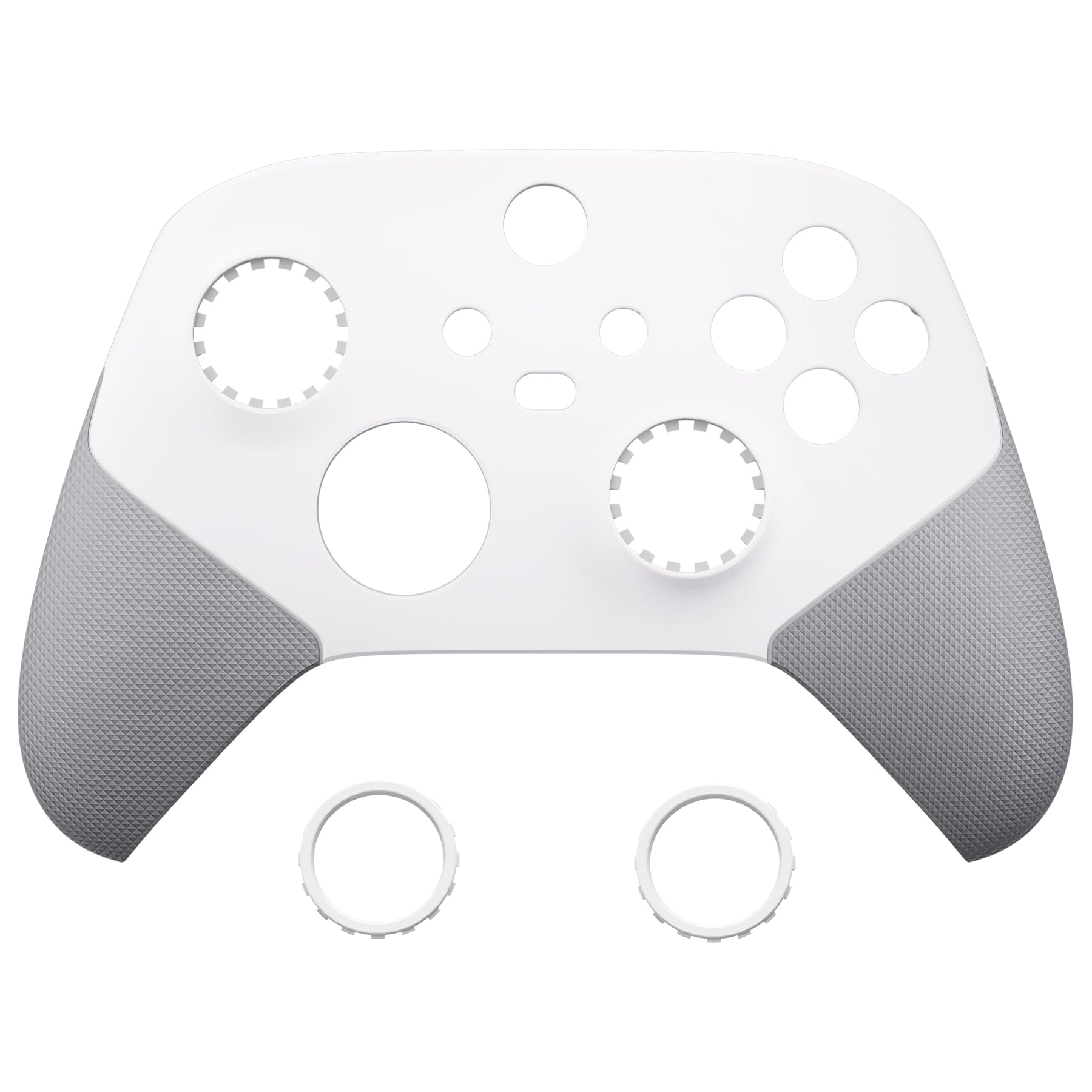 eXtremeRate Cover Grip Gommato per Xbox Series X S Controller,Custodia Scocca Copertura Frontale Shell Ricambio per Xbox Series X S Joystick Model 1914 con Anelli,ASR Versione-Bianco&Grigio