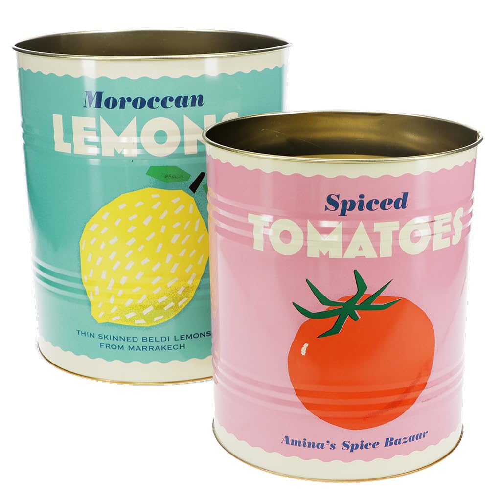 Rex London Storage Tin Set — Snack Tin Can Storage | Vintage Storage Tins | Retro Kitchen Accessories Decorative Tin | Tin Storage for Kitchen | Retro Decor Vintage Tin | Stackable Metal Tins