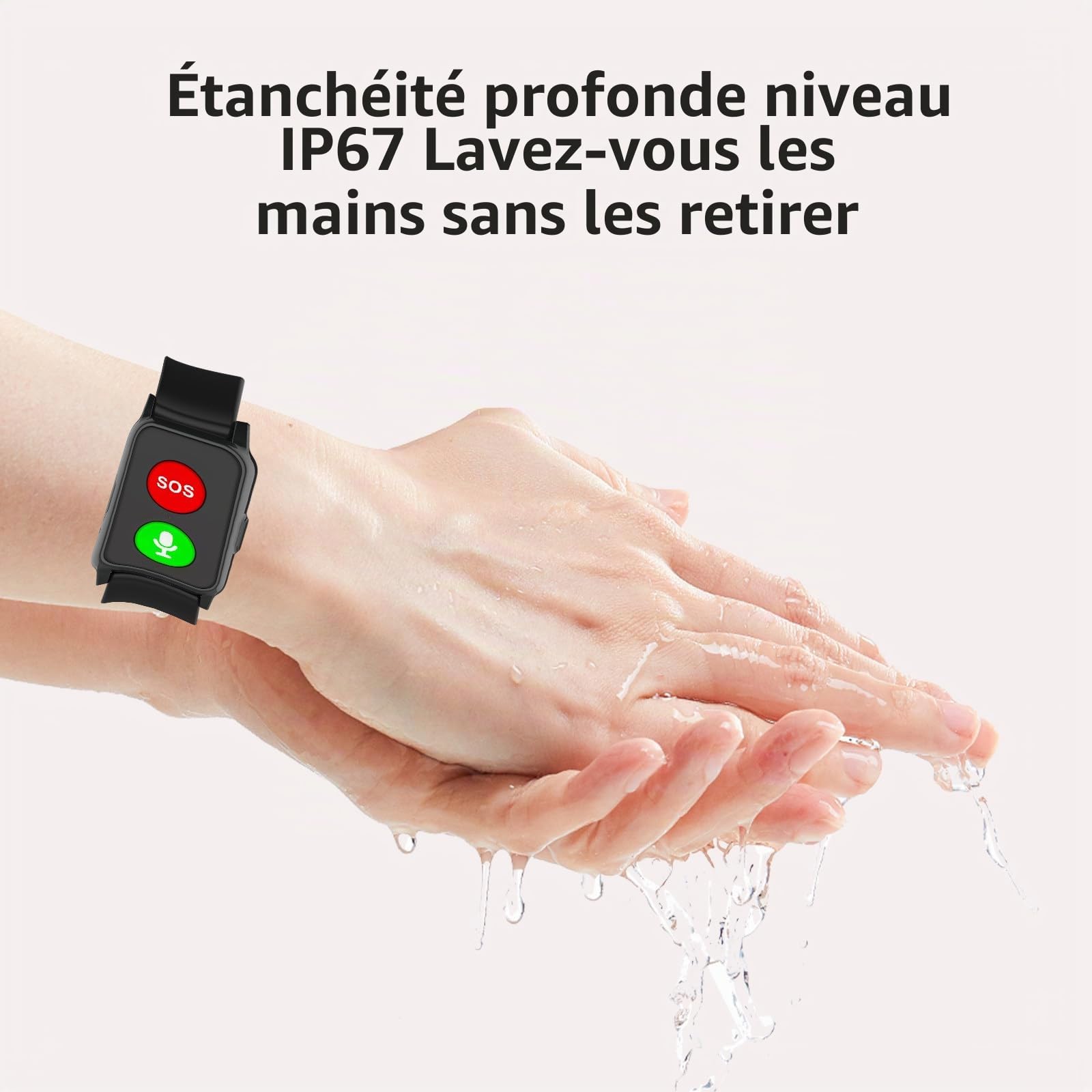 Montre pour Personne Agée GPS, détection de Chute, géolocalisation, Vibration et Sonnerie, Double Fonction de Rappel, pour Les Seniors S3-Black