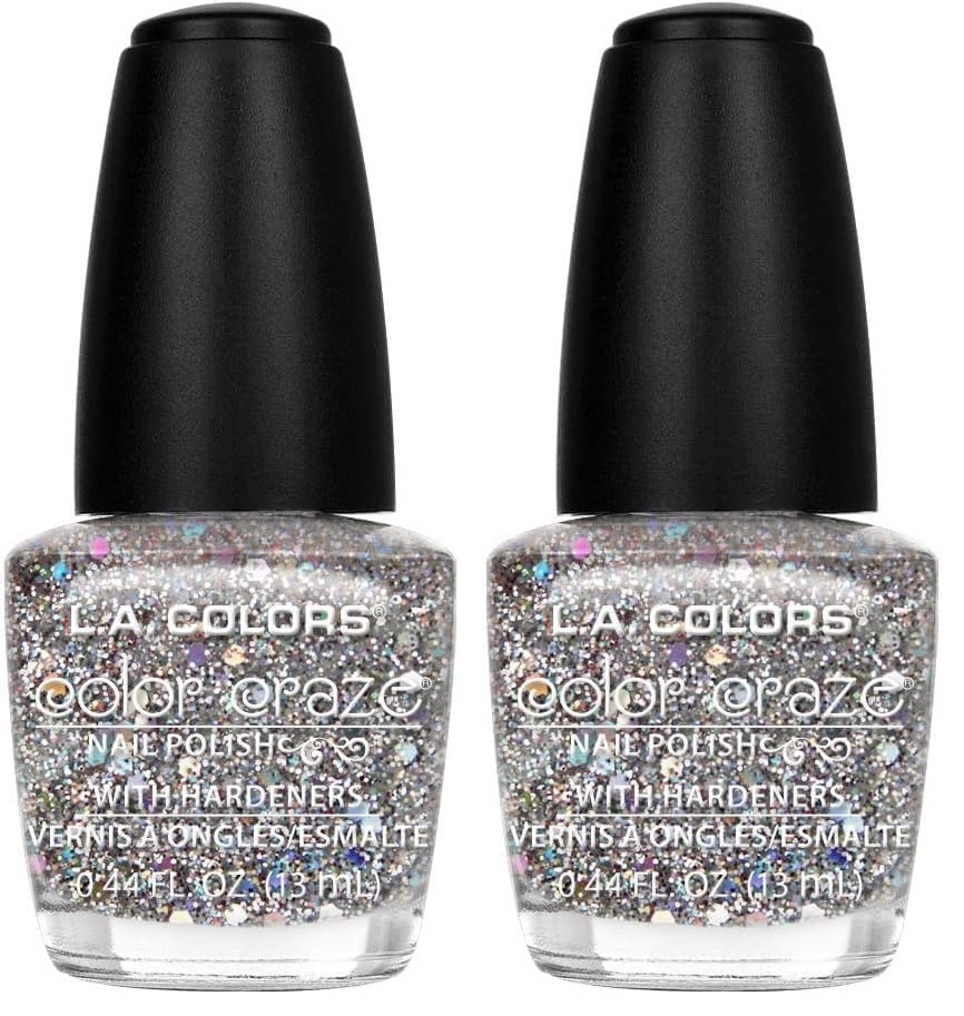 L.A. COLORS Color Craze Nail Polish, Glitter Bomb CNP543 | Pack of 2