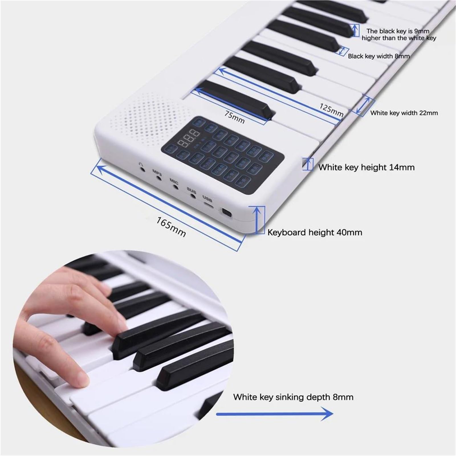 Tastiera Elettronica Pianoforte Digitale Pieghevole Portatile Da 88 Tasti, Tastiera Elettronica Multifunzionale Per Pianoforte(Black)