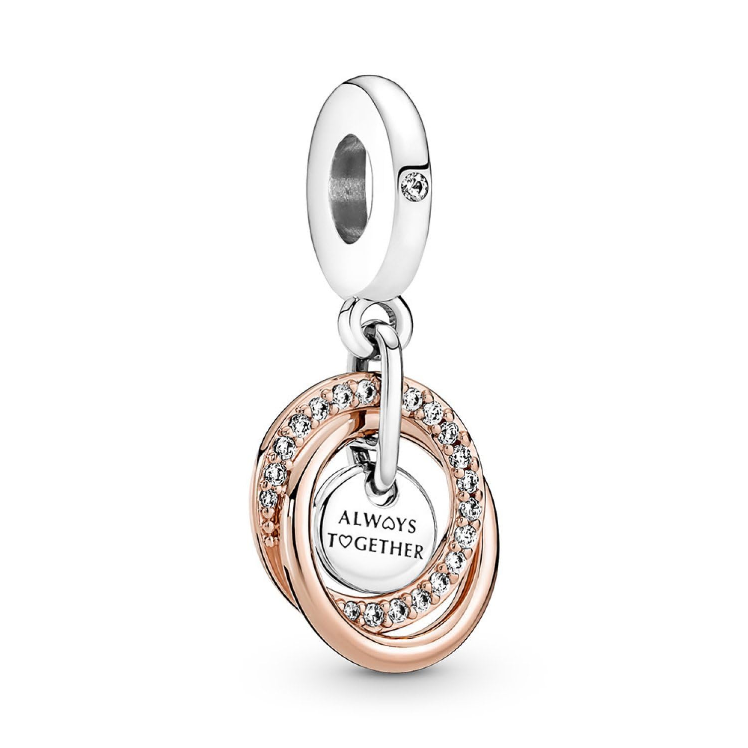 Pandora Moments Colgante circundado de plata de ley y chapado en oro rosa de 14 quilates con circonitas cúbicas transparentes