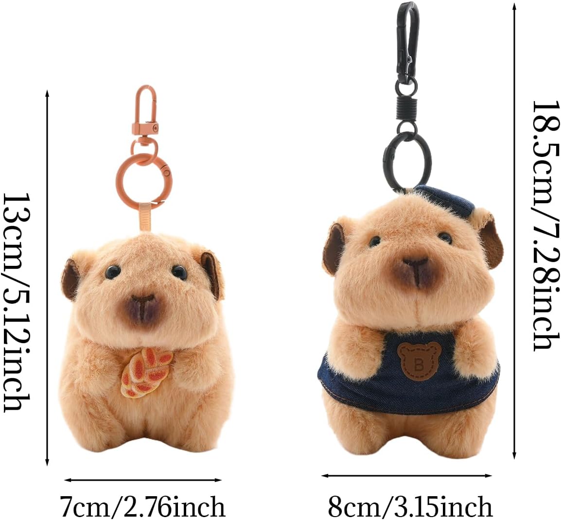 Plush Guinea Pig Keychain - Adorable Stuffed Guinea Pig Keyring for Women, Handbag Pendant, Car Key Accessories (Guinea with Blue Bib) - Image 6