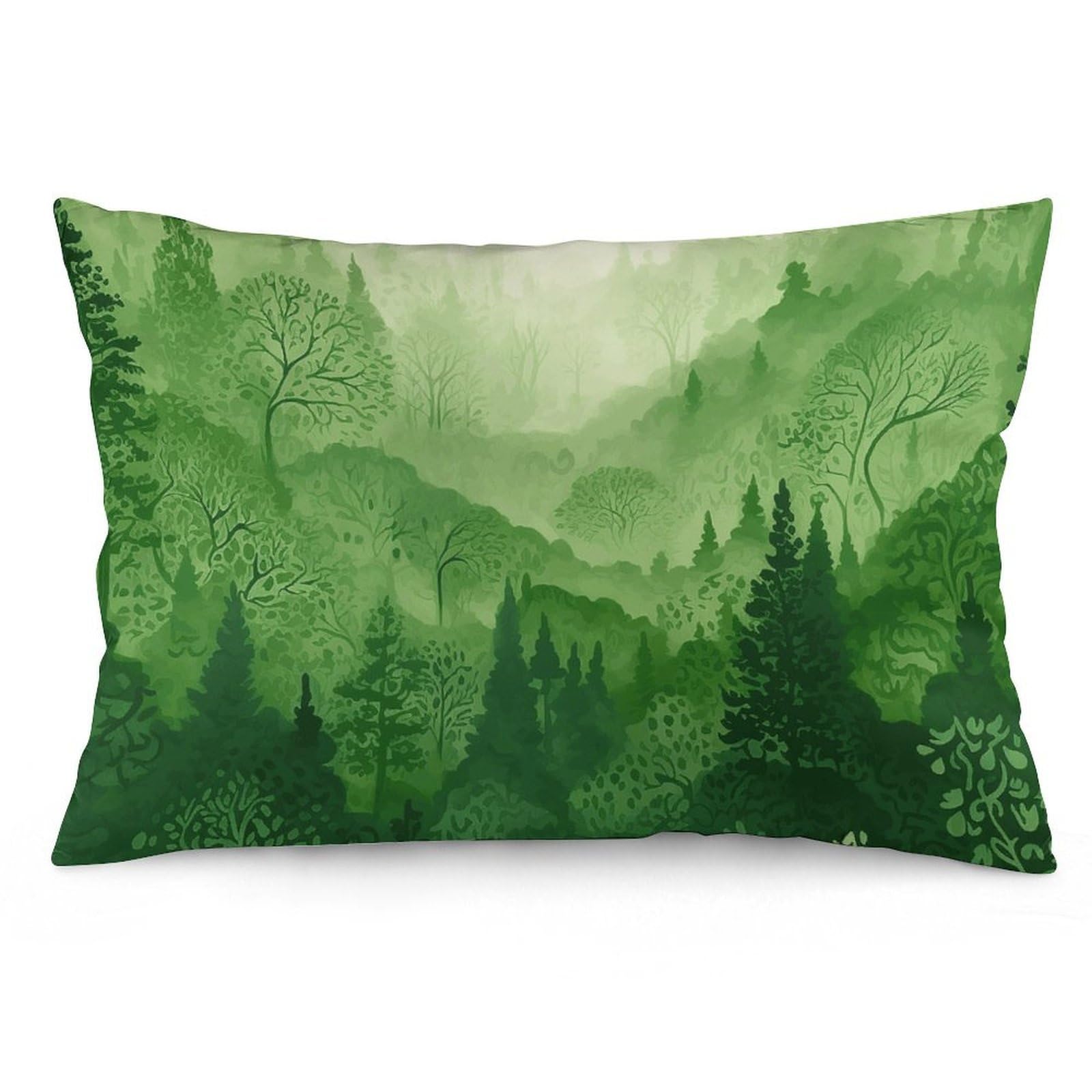 2 Pack Pillow Cases for Hair and Skin, Soft Breathable Pillow Case Covers with Hidden Zipper, Green Forest Pillowcase 20"x30" Pillow Covers for Sleeping Gift