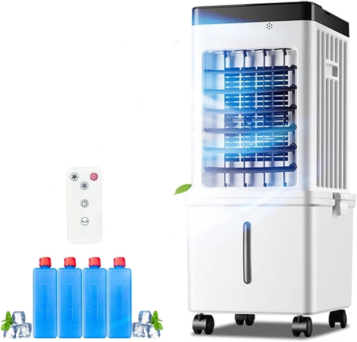 Portable Air Cooler, Evaporative Coolers with Remote Control, 15L Water Tank & 4 ice trays, 3 Speeds Water Cooling Fan with Wide 120° Oscillation & 7.5H Timer, Quiet Air Cooler Fan for Home