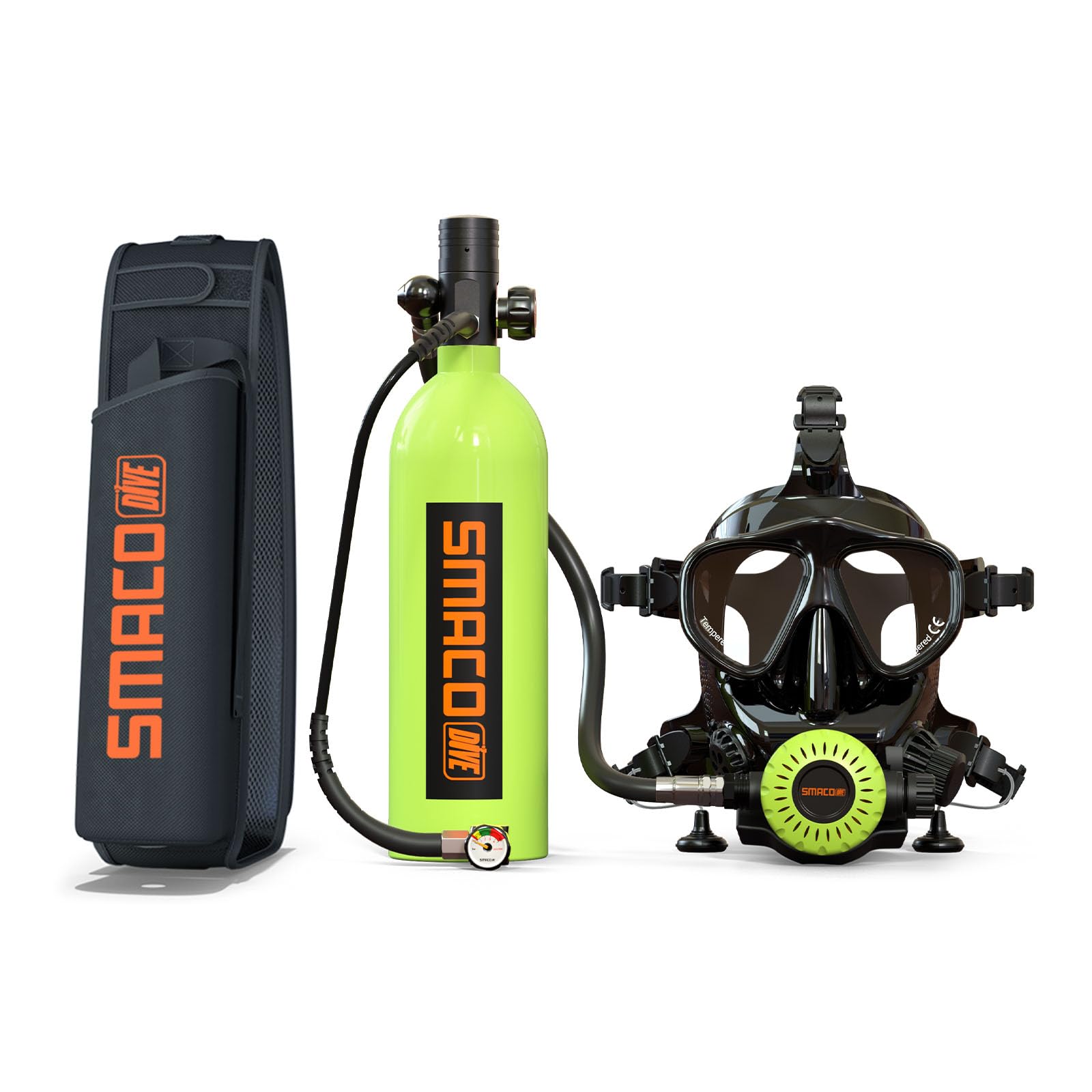 SMACO Mini Scuba Tank with Full Face Diving Mask,S400 Pro 1L Portable Mini Diving Tank Reusable Pony Bottle up to 20 Minutes Dive Time Diving Cylinder for Underwater Exploration Rescue