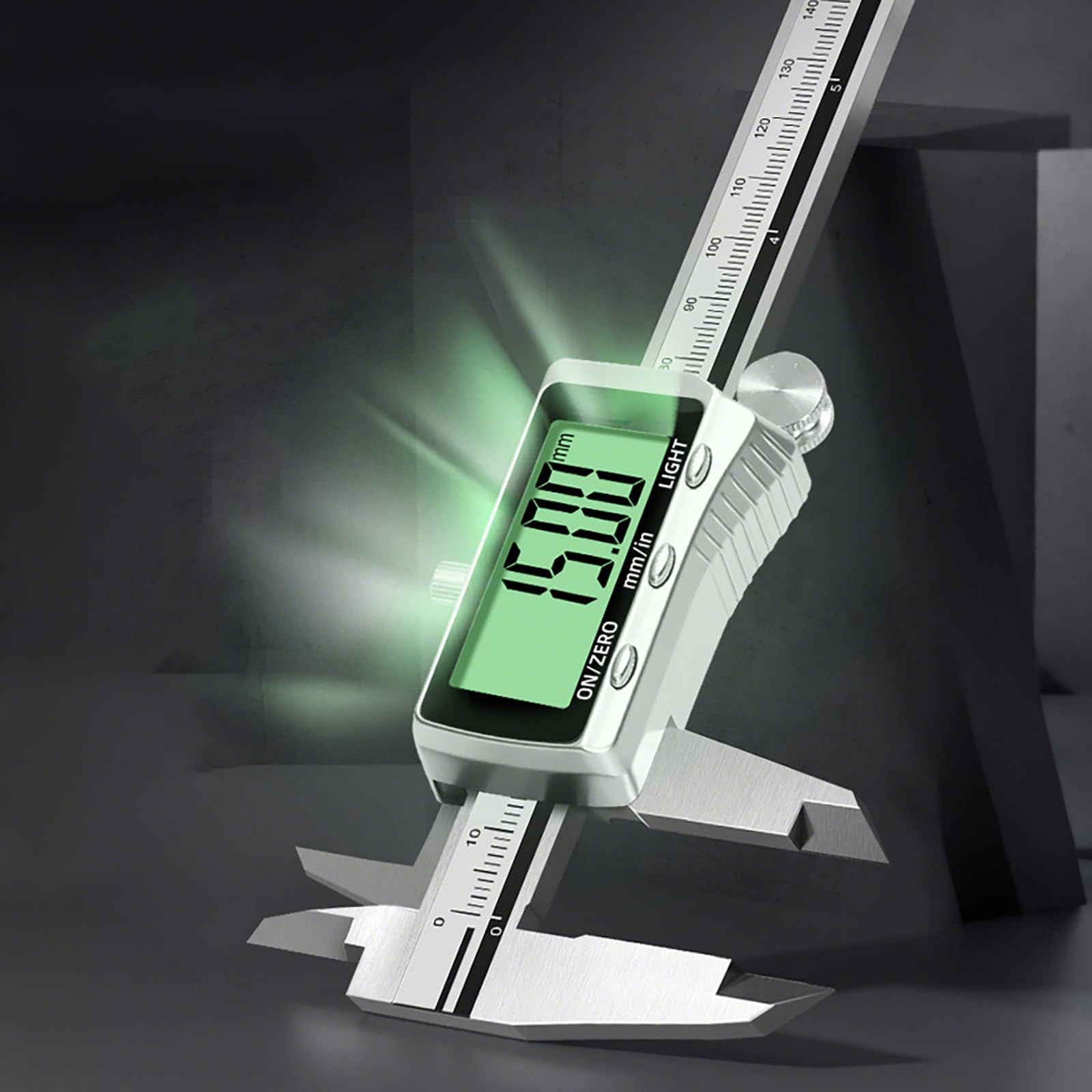 FORRTY Calibrador Digital 0,01mm Alta Precisión Acero Inoxidable IP54 Resistente Al Agua Y Polvo Pantalla Retroiluminada Herramienta De Medición Electrónica for Joyería, Bricolaje, Industria(200mm)