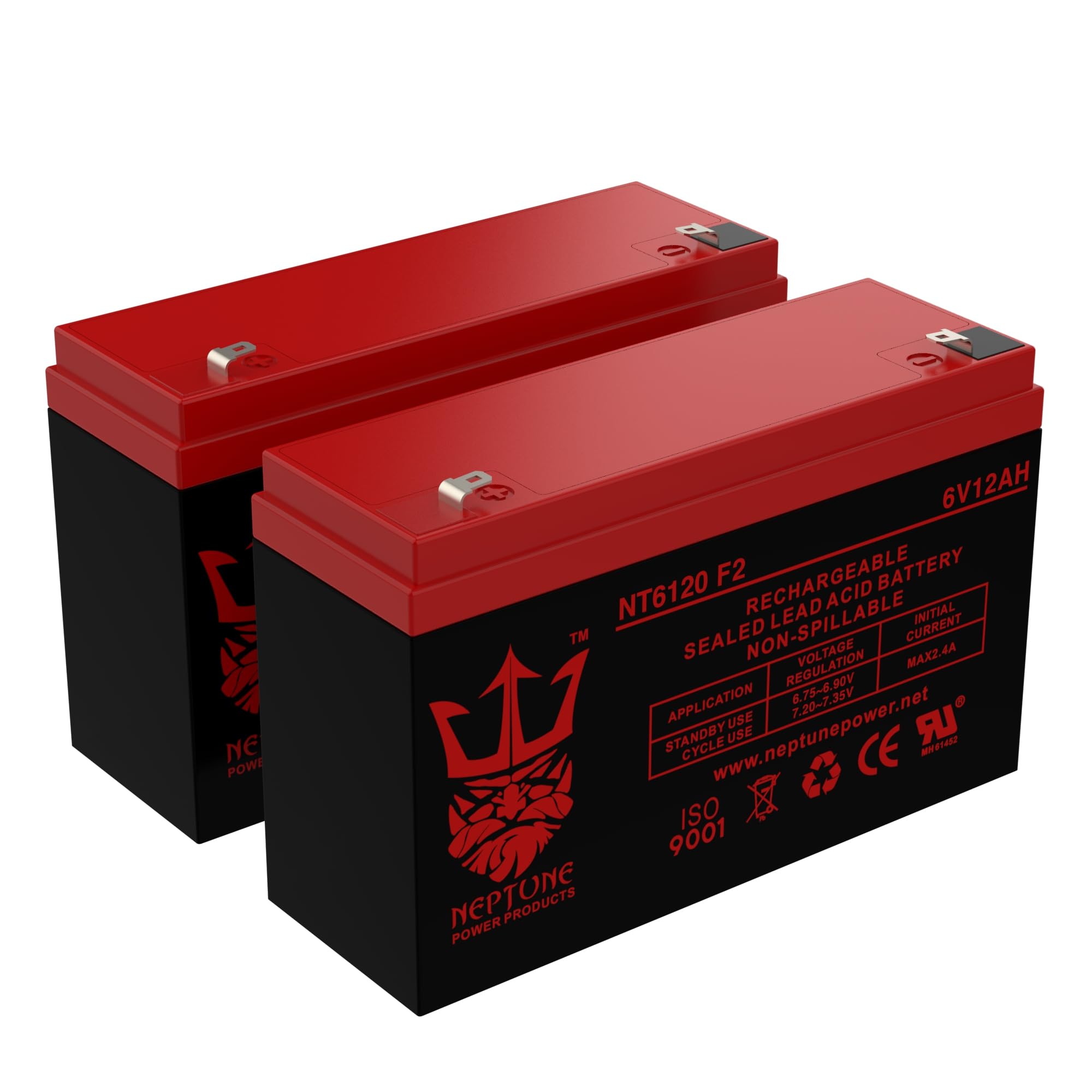 Brand NT-6120 6V 12Ah F2 Terminal SLA Rechargeable Replacement Battery for BB BP12-6, PS-6100 F2, Ritar RT6100F2 (2 Pack)