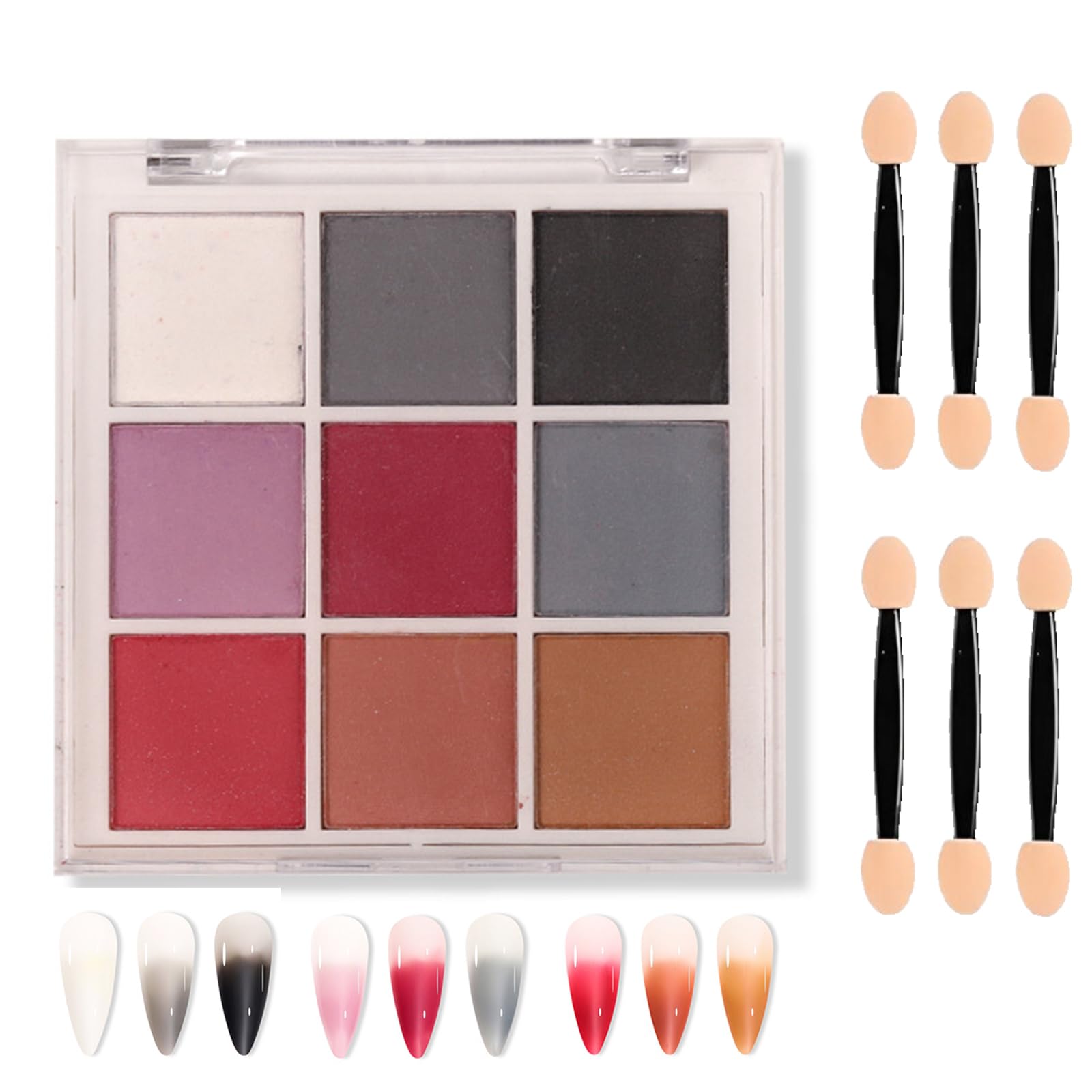 9-Color Gitter Pastel Chrome Nail Art Set