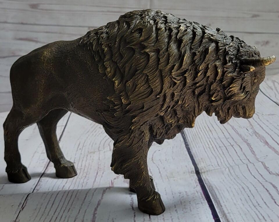 Bison bronze américain Art déco véritable coulé à chaud à la cire perdue