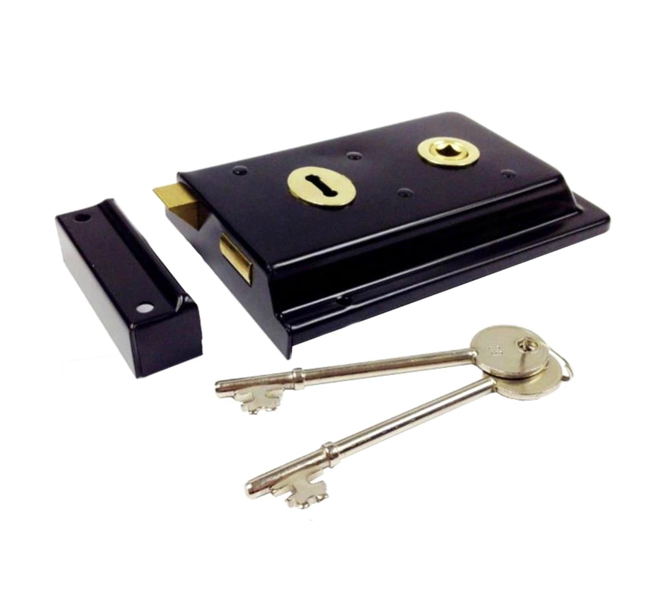 Merriway White Bh01318 Rimlock Sashlock Black 150Mm X 100Mm -1 Pcs