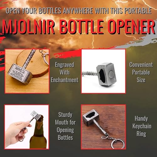 Miniatura 4 de El juego de regalo Thor Hammer incluye taza Thor de cerámica de 18 onzas y abridor de botellas con llavero de martillo de Thor, juego de bebidas
