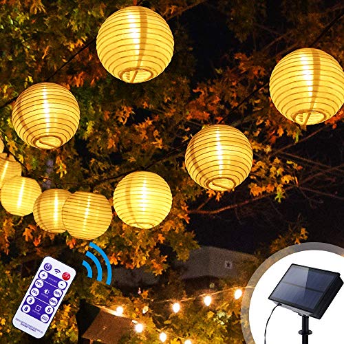 Preisvergleich Produktbild Verbesserte Solarlaterne Lichterketten, Schön 3M / 9.8ft 20LEDS Chinesisches Laterne-Schnur-Licht IP65 wasserdicht, Helligkeit (25% / 50% / 75% / 100%) / 8 Licht-Modi / Timer-Einstellung (3H / 5H / 8H