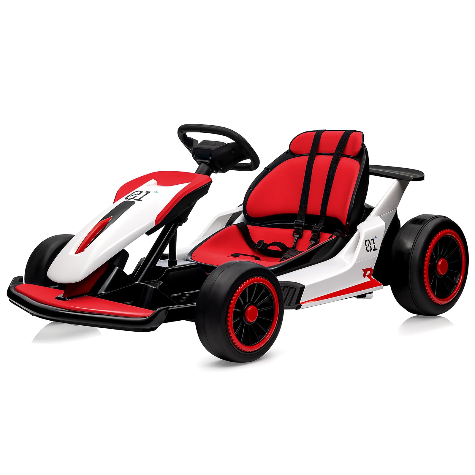 24V Electric Go Kart for Kids, Drift Cart with 2x200W Powerful Motors, 7AH Battery, Max 8MPH Drift Kart, Safety Belt, Slow Start, Music, High-Speed Crazy Cart Ride on for Kids Ages 6-12 - Blue — view 8